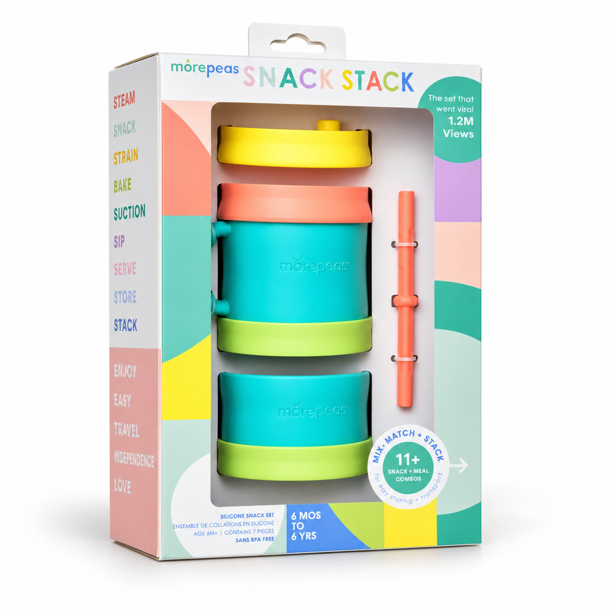Morepeas Snack Stack Set in Sherbert in its gift box #Color_Sherbert