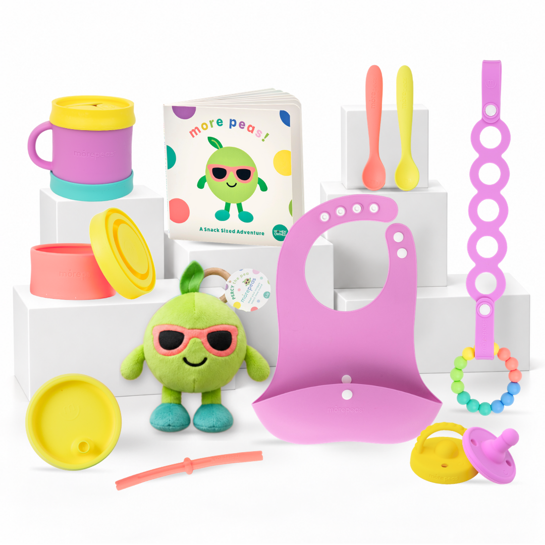 Morepeas Baby Shower Bundle in Grape: 9 everyday essentials plus a free storybook