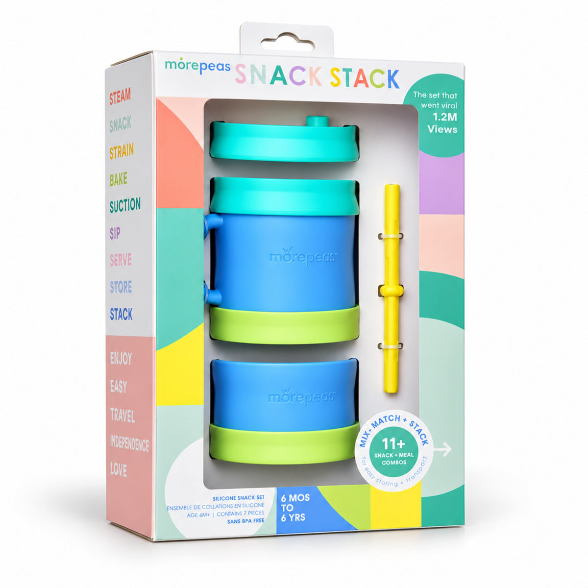 Morepeas Snack Stack Set in Blueberry in its gift box #Color_Blueberry