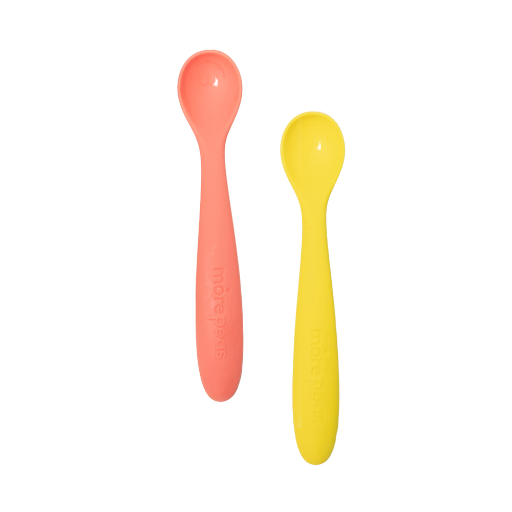 
                  
                    Load image into Gallery viewer, close up product shot of two silicone baby spoons
                  
                